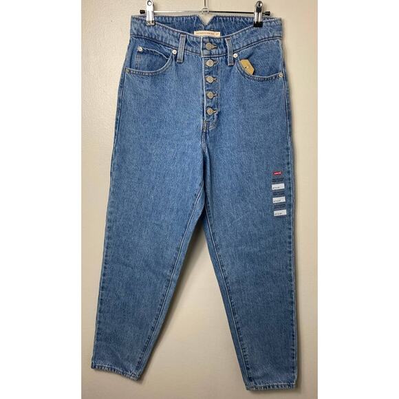 NWT LEVI'S JEANS NOTCHED HIGH WAIST MOM LIGHT INDIGO STONEWASH BLUE BUTTON FLY - Picture 1 of 9